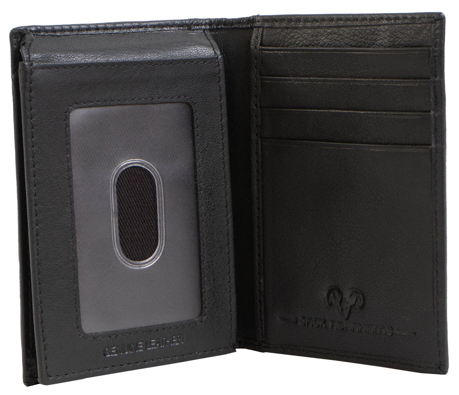 Magid Magid - Jack Abrahams Goat Nappa Leather Bi-Fold Boxed Wallet with Flip ID Case Black: Black - 4" H x 1" D x 5" L