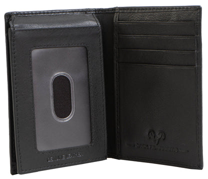 Magid Magid - Jack Abrahams Goat Nappa Leather Bi-Fold Boxed Wallet with Flip ID Case Black: Black - 4" H x 1" D x 5" L