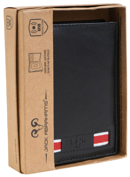 Magid Magid - Jack Abrahams Goat Nappa Leather Bi-Fold Boxed Wallet with Flip ID Case Black: Black - 4" H x 1" D x 5" L