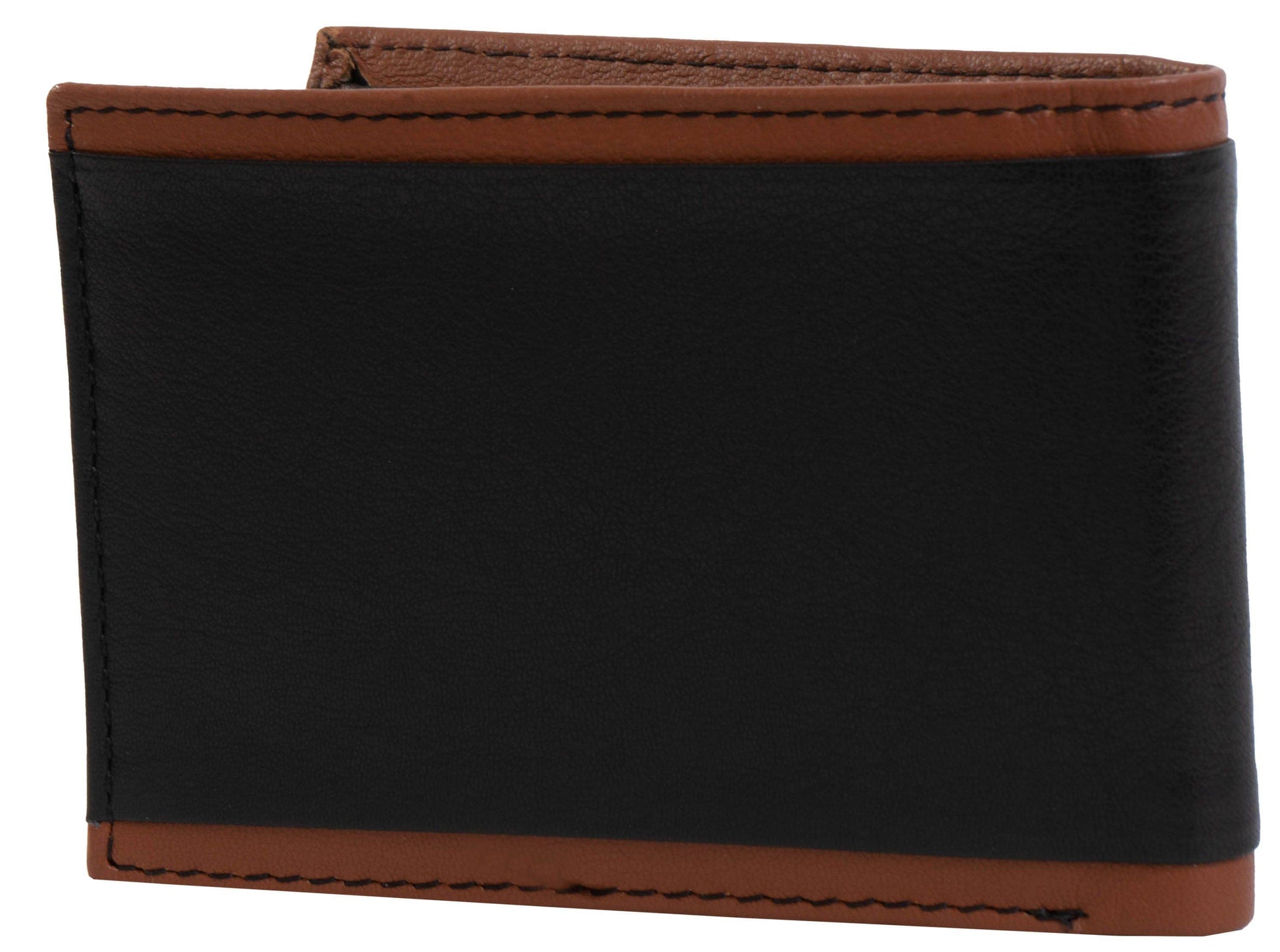 Magid Magid - Jack Abrahams Goat Nappa Leather Bi-Fold Stylish Gift Boxed Wallet Black/Cognac: Black/Cognac - 4" H x 1" D x 5" L