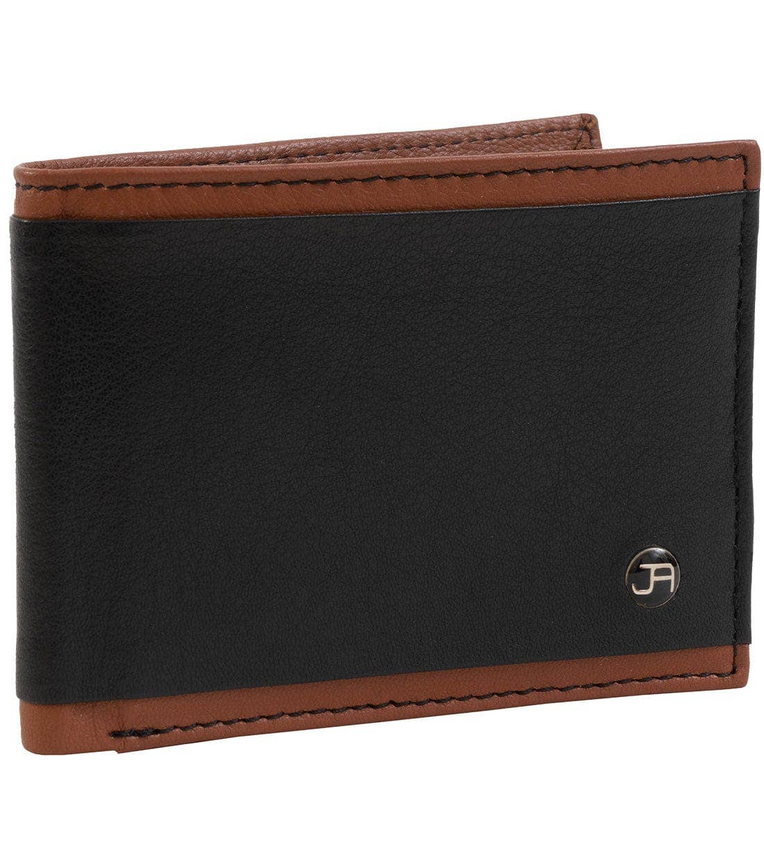 Magid Magid - Jack Abrahams Goat Nappa Leather Bi-Fold Stylish Gift Boxed Wallet Black/Cognac: Black/Cognac - 4" H x 1" D x 5" L