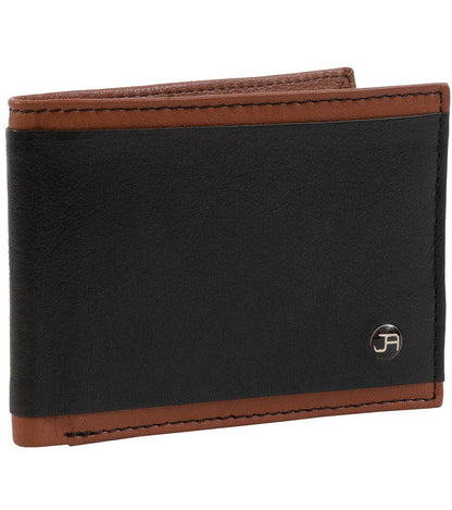 Magid Magid - Jack Abrahams Goat Nappa Leather Bi-Fold Stylish Gift Boxed Wallet Black/Cognac: Black/Cognac - 4" H x 1" D x 5" L
