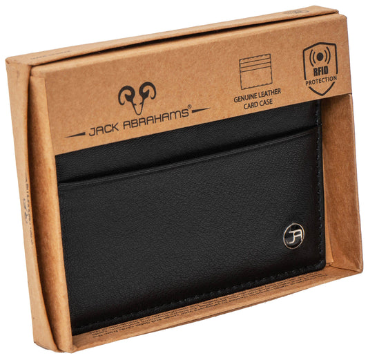 Magid Magid - Jack Abrahams Goat Nappa Leather Card Case Front Pocket Wallet Black: Black - 4" H x 1" D x 5" L