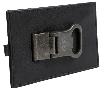 Magid Magid - Jack Abrahams Goat Nappa Leather Card Case Wallet Black: Black - 4" H x 1" D x 5" L