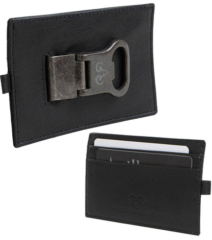 Magid Magid - Jack Abrahams Goat Nappa Leather Card Case Wallet Black: Black - 4" H x 1" D x 5" L