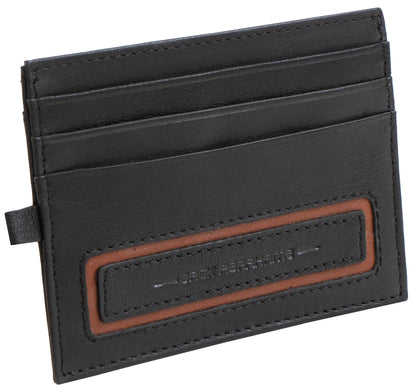 Magid Magid - Jack Abrahams Goat Nappa Leather Card Case Wallet with ID Window Black/Cognac: Black/Cognac - 4" H x 1" D x 5" L