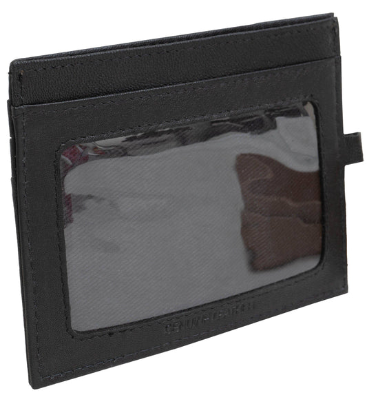 Magid Magid - Jack Abrahams Goat Nappa Leather Card Case Wallet with ID Window Black/Cognac: Black/Cognac - 4" H x 1" D x 5" L
