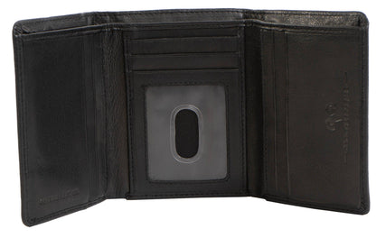 Magid Magid - Jack Abrahams Goat Nappa Leather Tri-Fold Wallet Black/Cognac: Black/Cognac - 4" H x 1" D x 5" L