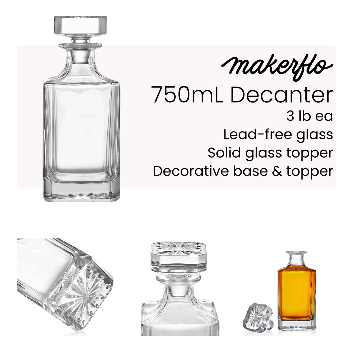 MakerFlo MakerFlo - 2 Glass Decanter Set: Case of 6 Sets