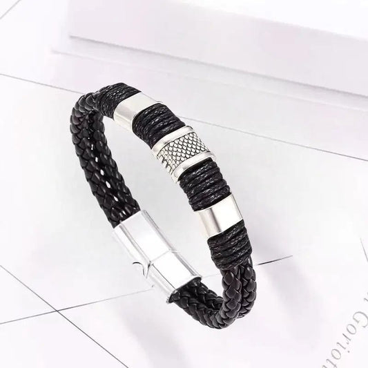 Man Up Bracelet Bracelet 5 - Double Braid w/Stainless Steel Design