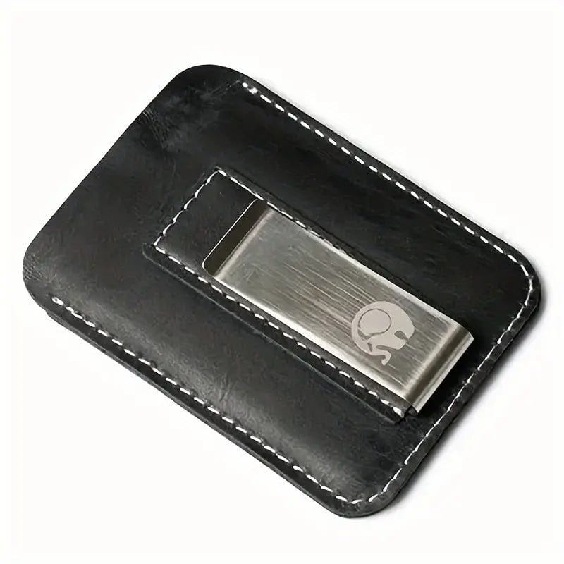 Man Up Card Holder Black Leather Card Holder/Money Clip