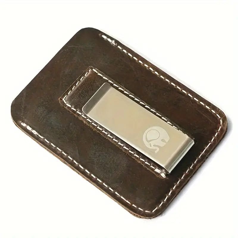 Man Up Card Holder Brown Leather Card Holder/Money Clip