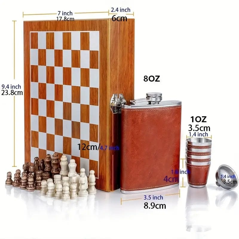 Man Up Chess Gift Set Chess Game & Drink Set