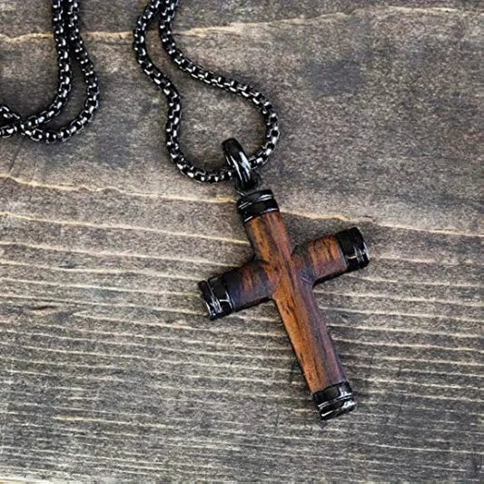 Man Up Cross Necklace Wooden Cross Necklace