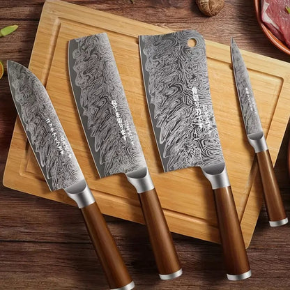 Man Up Damascus Knife Set 4-PC. Damascus Knife Set