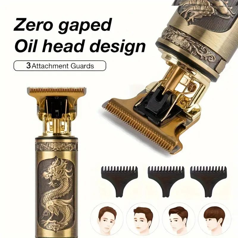 Man Up Electric Shaver Set Vintage T9 Professional Body Trimmer - Brass Dragon