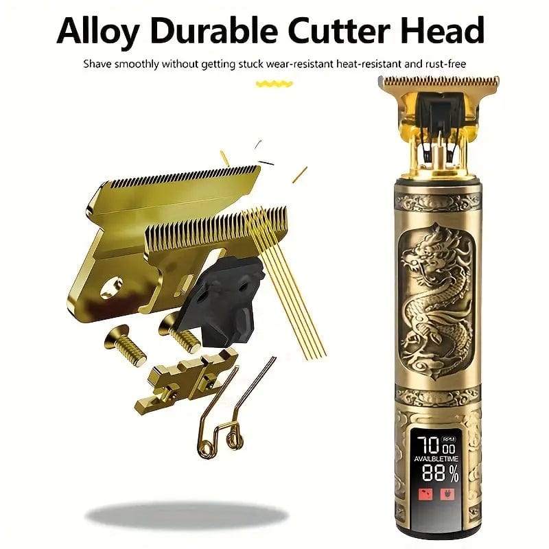 Man Up Electric Shaver Set Vintage T9 Professional Body Trimmer - Brass Dragon