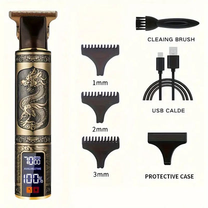 Man Up Electric Shaver Set Vintage T9 Professional Body Trimmer - Brass Dragon