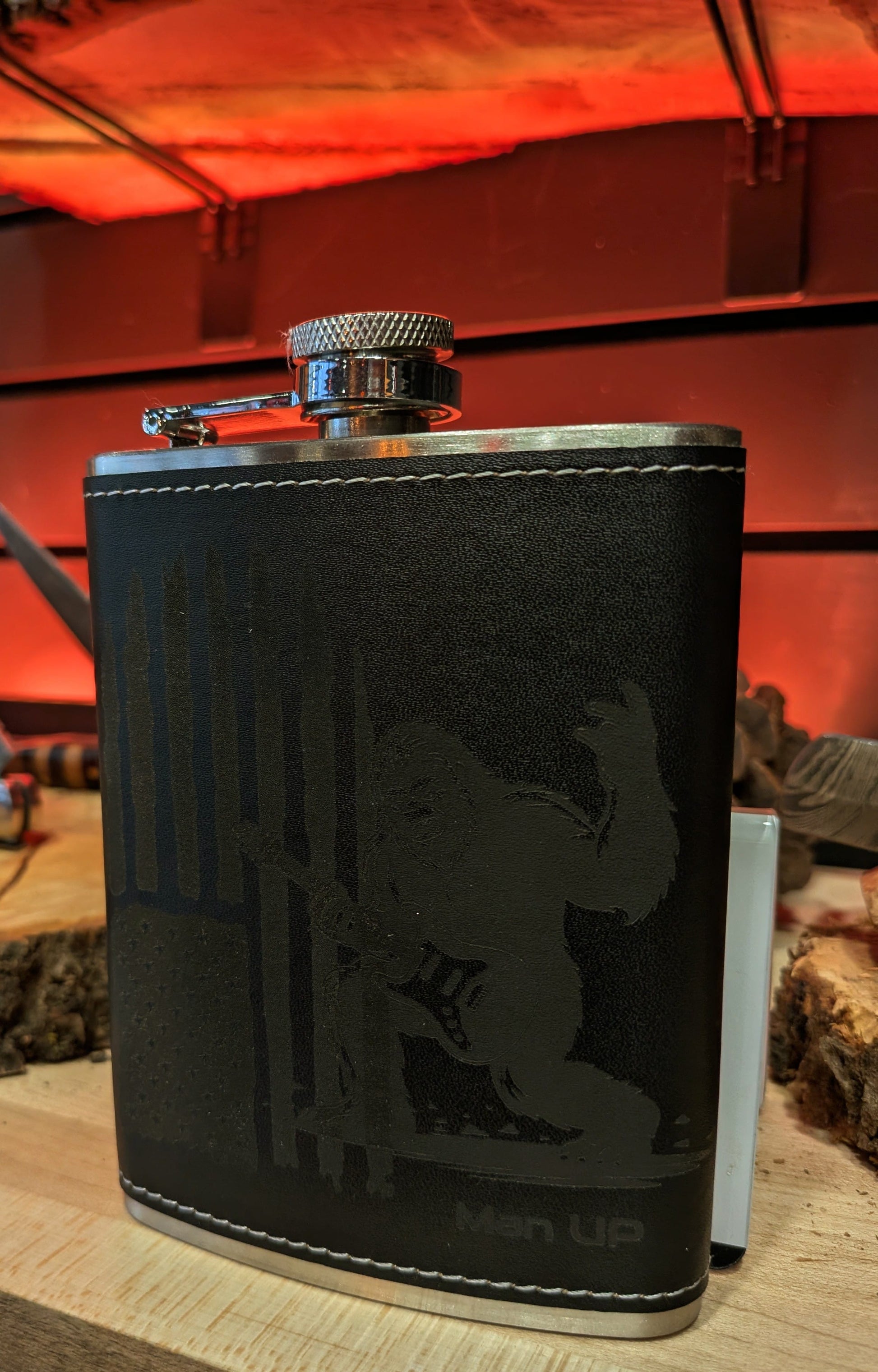 Man Up Flask Bigfoot Rocking America Flask - Man Up Flask