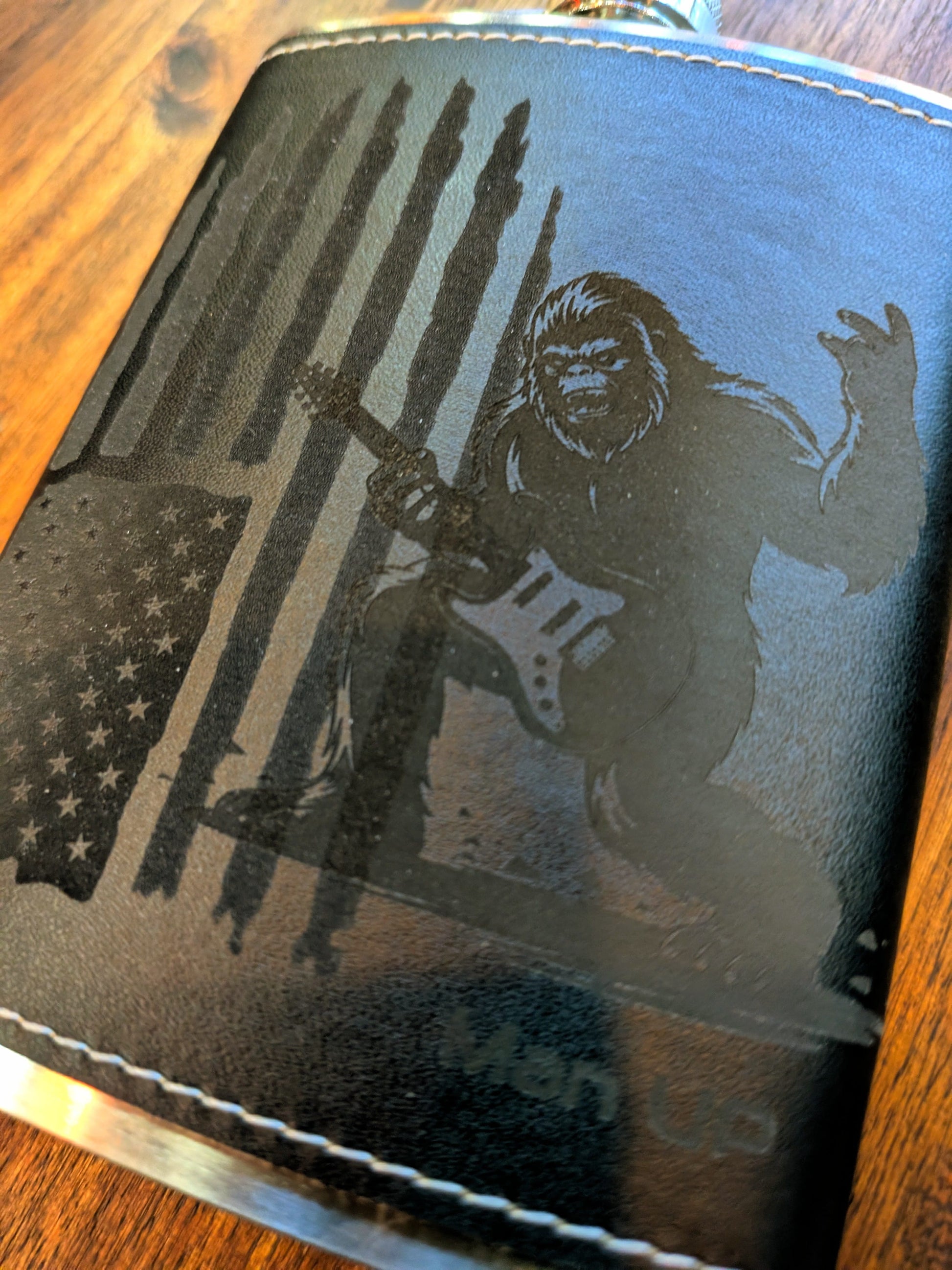 Man Up Flask Bigfoot Rocking America Flask - Man Up Flask
