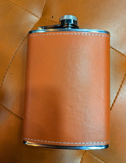 Man Up Flask Cognac wrapped Stainless Steel  Flask - Man Up
