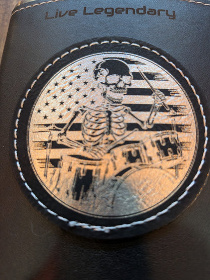 Man Up Flask Skeleton Drummer American Flag - Man Up Flask