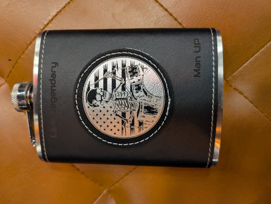 Man Up Flask Skeleton Drummer American Flag - Man Up Flask