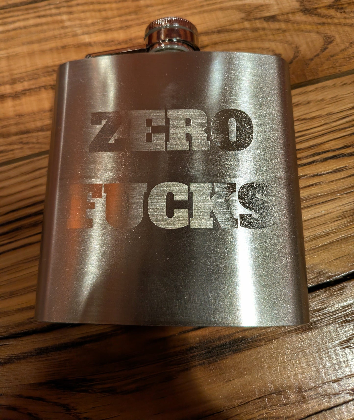 Man Up Flask Zero Fucks - 6 oz Stainless Flask - Man Up