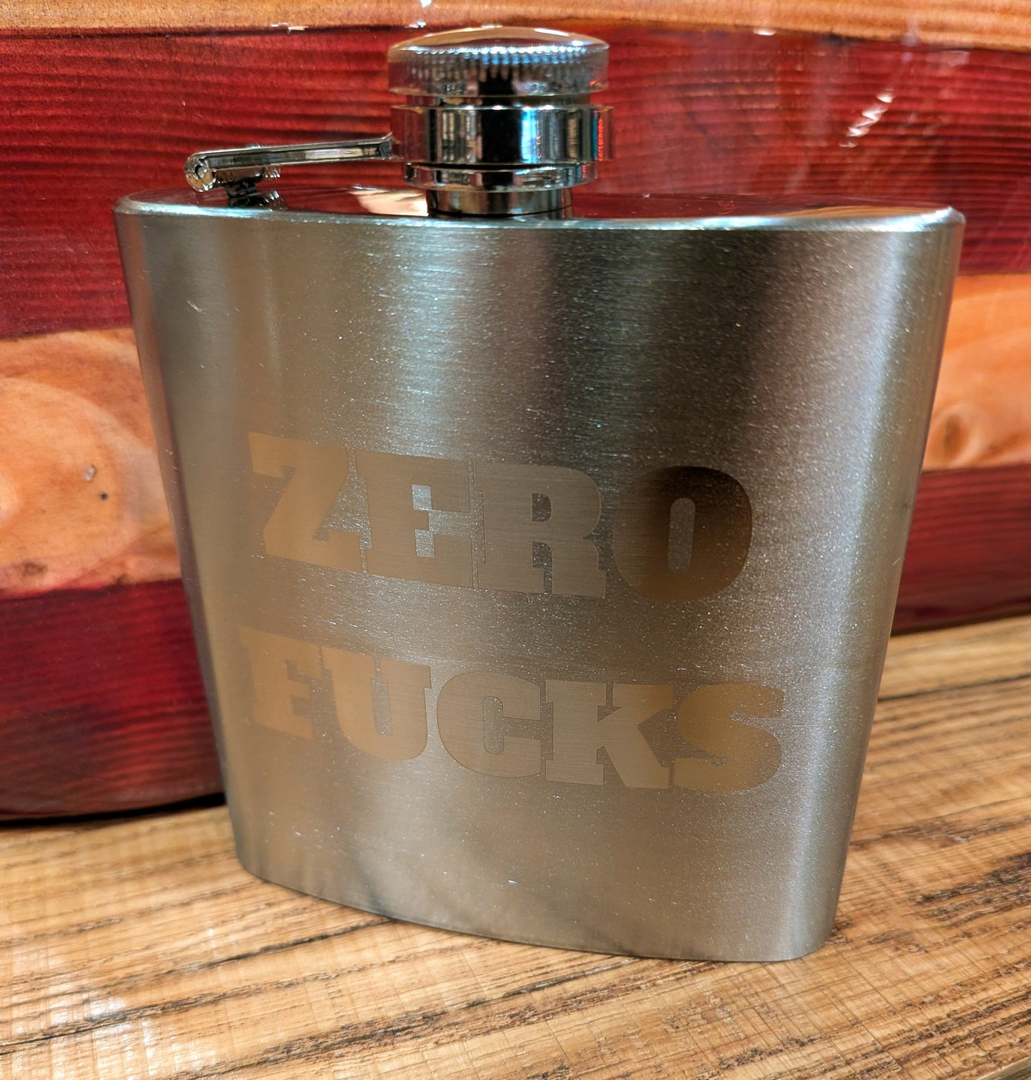 Man Up Flask Zero Fucks - 6 oz Stainless Flask - Man Up