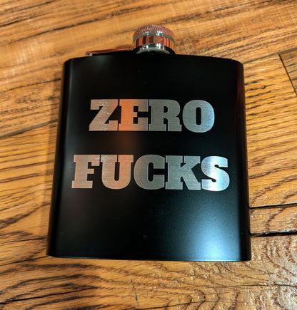 Man Up Flask Zero Fucks - Man Up Flask - 6 oz black