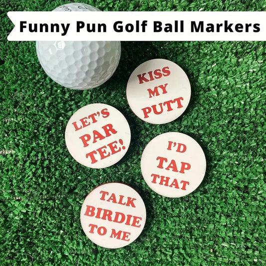 Man Up Golf Ball Markers Acrylic Golf Tee - Set of 4 - Funny Phrases