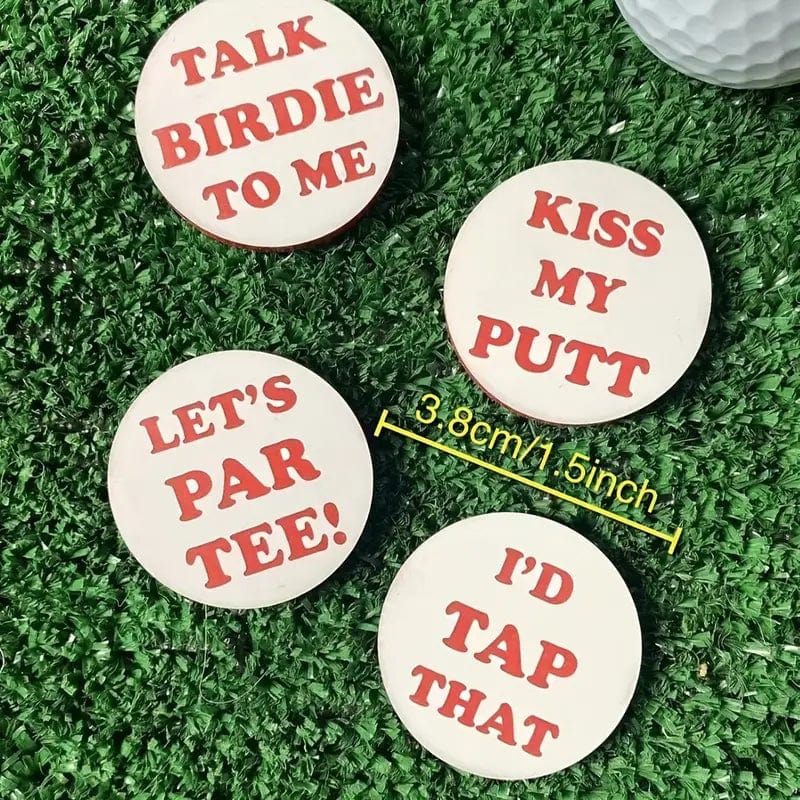 Man Up Golf Ball Markers Acrylic Golf Tee - Set of 4 - Funny Phrases