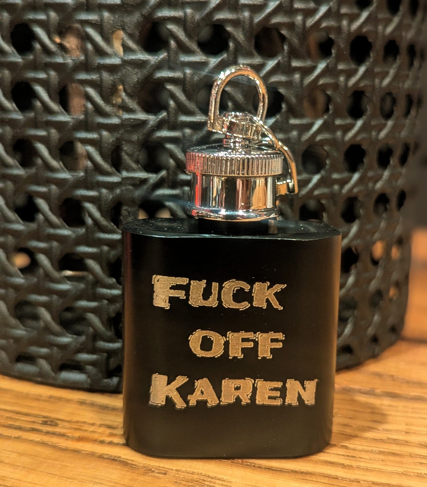 Man Up Keychain Fuck Off Karen - Mini Flask 1 oz Keychain