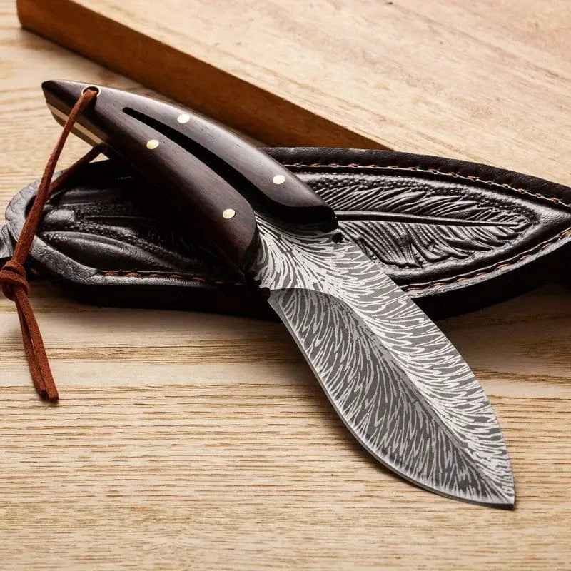 Man Up Kitchen Knife Feather Design Meat Cleaver w/Sheath