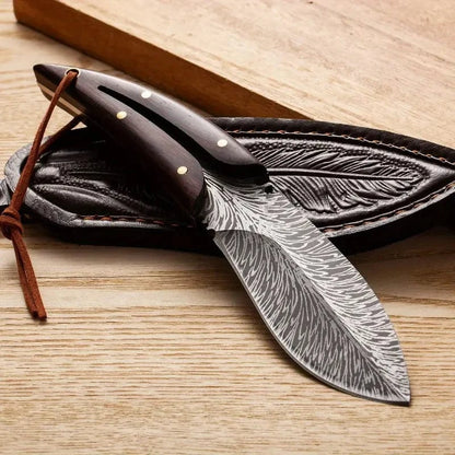 Man Up Kitchen Knife Feather Design Meat Cleaver w/Sheath