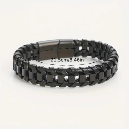 Man Up Magnetic Bracelet Stainless Steel/Leather Braided Bracelet