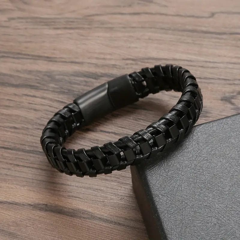 Man Up Magnetic Bracelet Stainless Steel/Leather Braided Bracelet