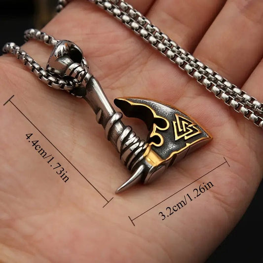 Man Up Necklace Viking Crow Double Sided Axe