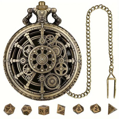 Man Up Pocket Watch Clock Gears Pocket Watch w/Dice