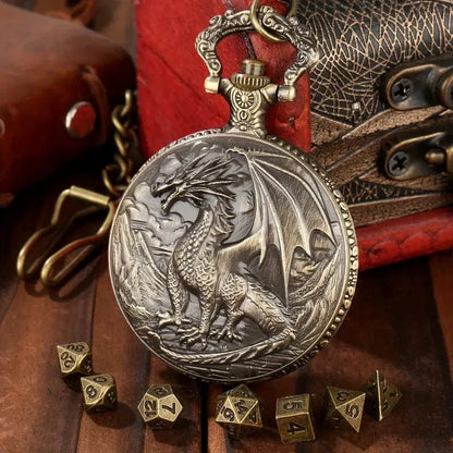 Man Up Pocket Watch Dragon Pocketwatch w/Dice