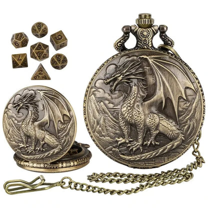 Man Up Pocket Watch Dragon Pocketwatch w/Dice
