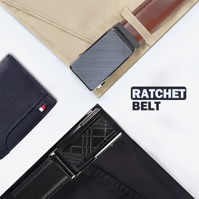 Man Up Ratchet Belt Brown Belt - Ratchet Style - Gunmetal Buckle