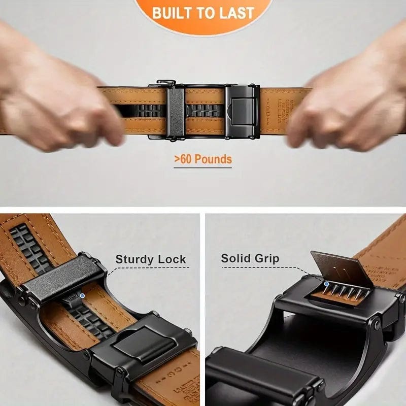 Man Up Ratchet Belt Brown Belt - Ratchet Style - Gunmetal Buckle