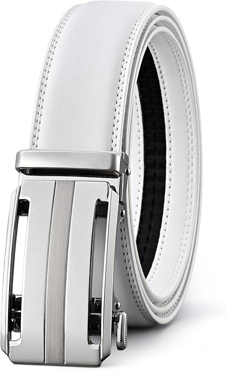 Man Up Ratchet Belt White Ratchet Belt w/Chrome Buckle