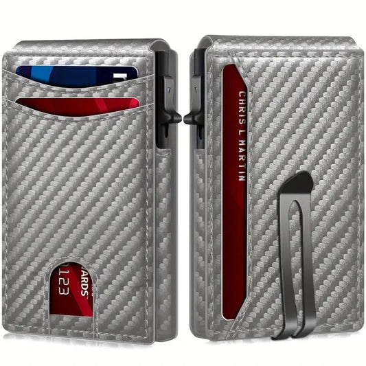 Man Up RFID Wallet Grey - Carbon Fiber RFID Wallet w/Money Clip