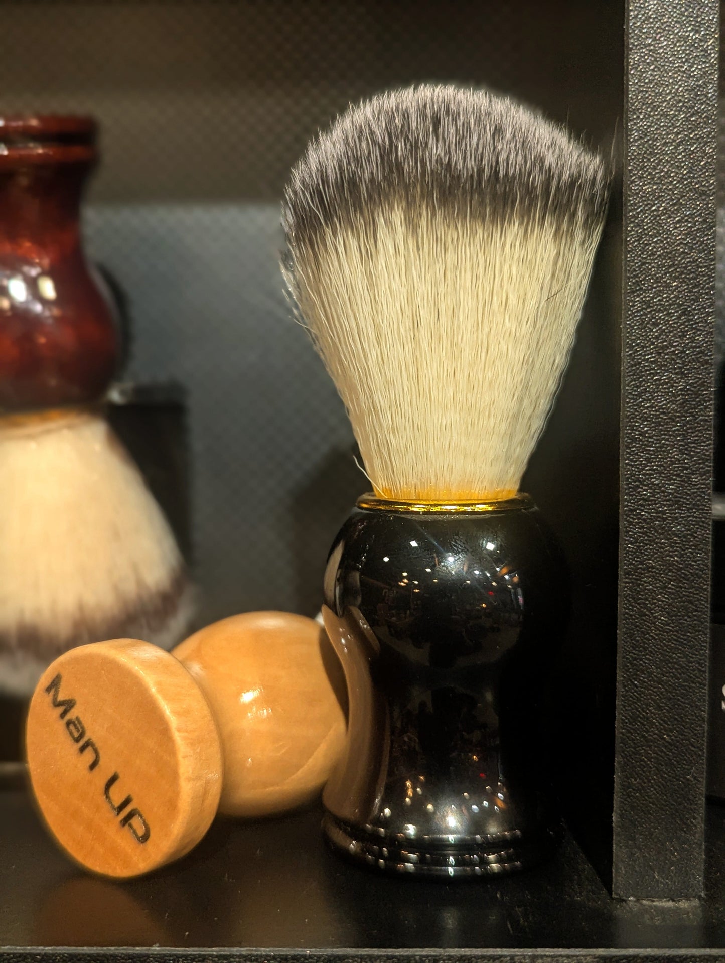 Man Up Shaving Brush Black Resin Man Up Shaving Brush