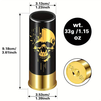 Man Up Shot Glasses Skull Shot Glass - Red/Black with Gold Design