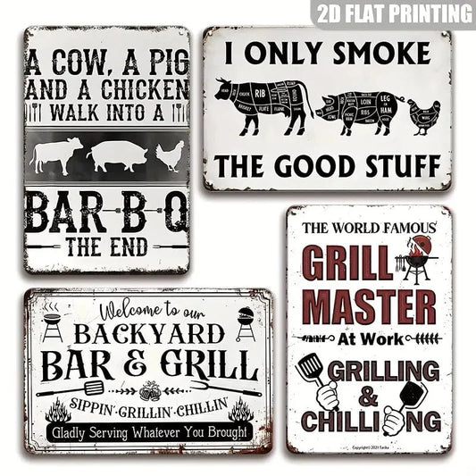 Man Up Tin Sign Backyard Bar & Grill BBQ Tin Sign