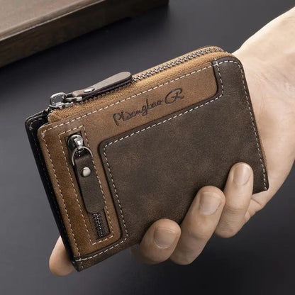 Man Up Wallets Zippered Leather Retro Wallet