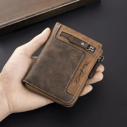 Man Up Wallets Zippered Leather Retro Wallet